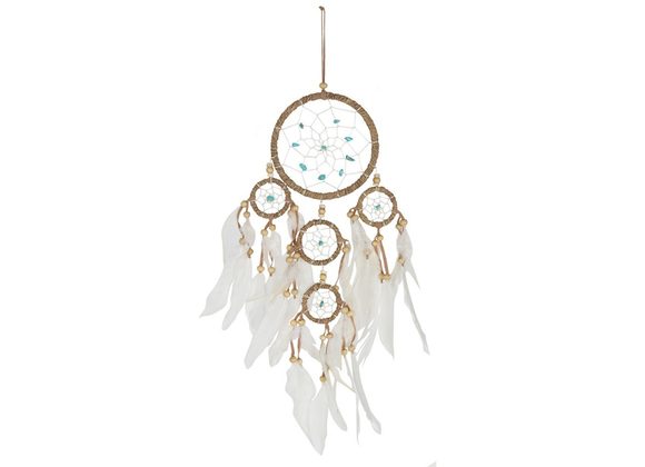 Medium Natural Dreamcatcher with Turquoise Beads 