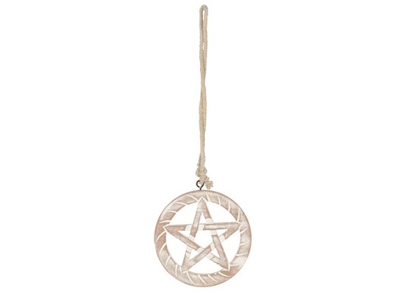 White Wooden Hanging Pentagram