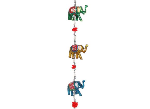 Wooden Hanging Elephant Decoration with Bell STOCK DUE SOON