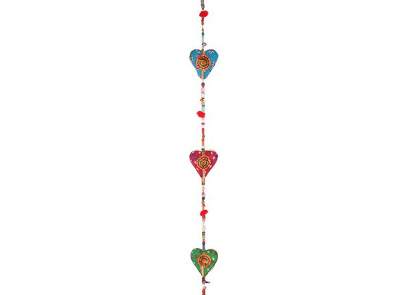 Multi-coloured Hanging Hearts with Bell