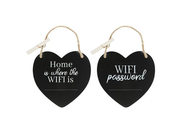 Heart Wifi Password Hanging Chalkboard Plaque STOCK DUE 21/2/22