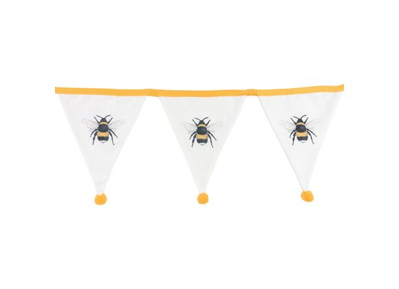 White Single Bee Fabric Bunting