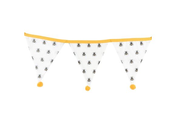 White All Over Bee Print Fabric Bunting