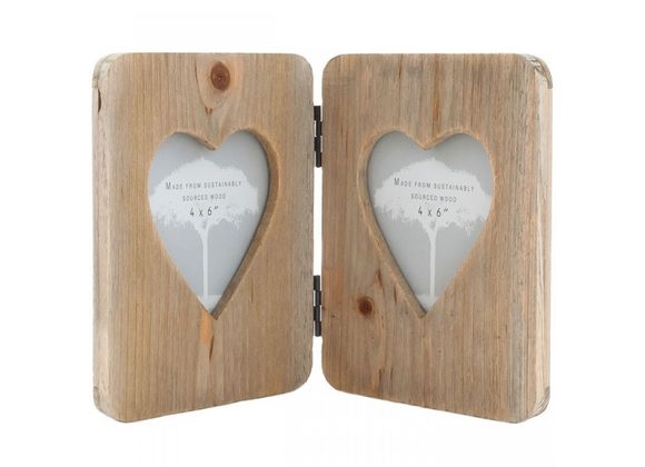 Driftwood Double Heart Photo Frame