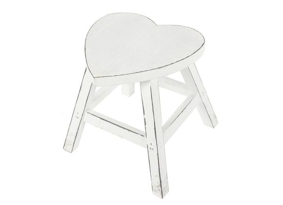 White Shabby Heart Stool STOCK DUE 30/1/22