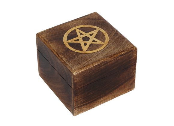 Pentagram Brass Inlay Wooden Box