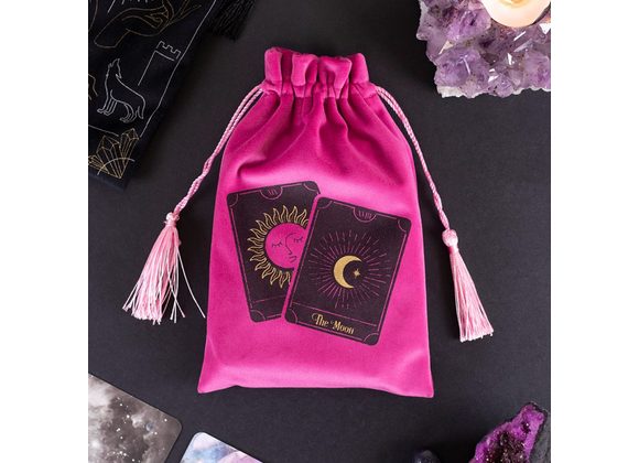 Pink Tarot Cards Drawstring Pouch