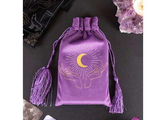 Purple Tarot Hands Drawstring Pouch