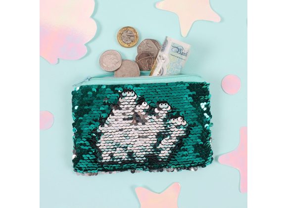 Silver and Green Reversible Sequin Purse