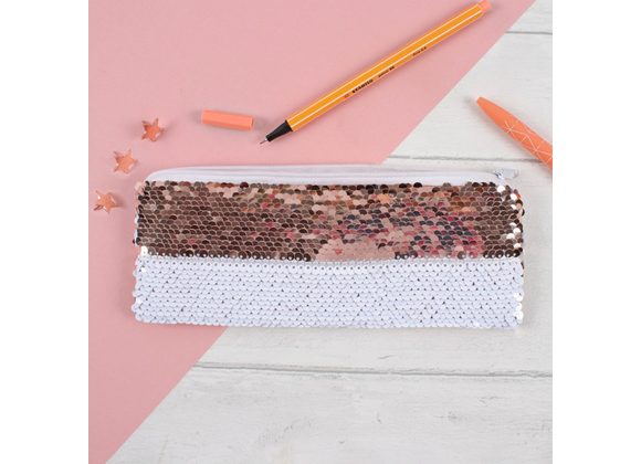 Rose Gold Reversible Sequin Pencil Case