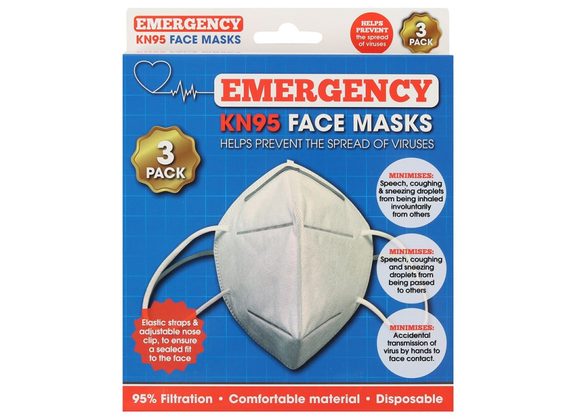 Pack of 3 Disposable KN95 Face Coverings RRP £19.99