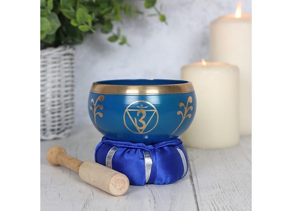 Deep Blue Third Eye Chakra Brass Singing Bowl RRP £39.99 STOCK DUE SOON