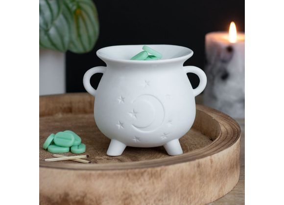 White Mystical Moon Cauldron Oil Burner STOCK DUE 28/2/22