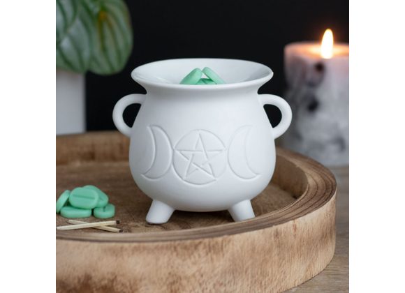 White Triple Moon Cauldron Oil Burner STOCK DUE 28/2/22