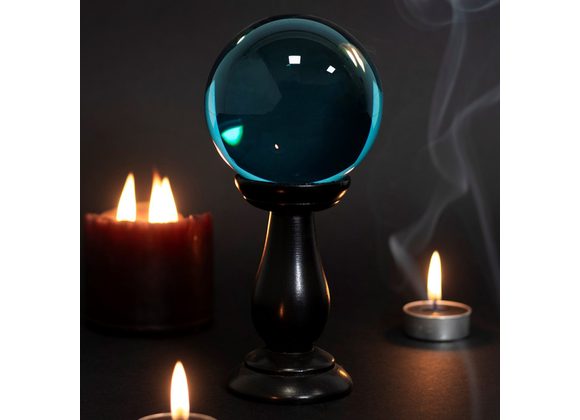 Small Teal Crystal Ball on Stand