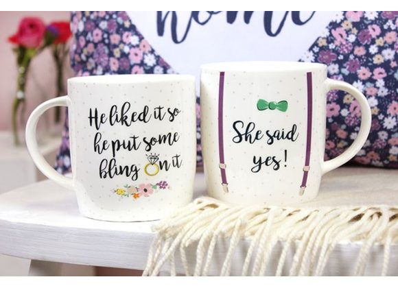 Set of 2 She Said Yes Mugs STOCK DUE SOON