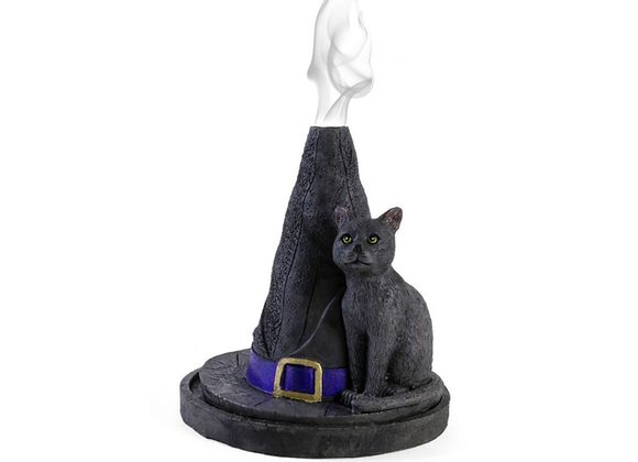 Witch Hat With Cat Incense Cone Holder STOCK DUE 30/10/21