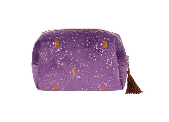 Purple Star Sign Constellation Tasselled Makeup Bag