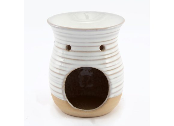 10cm Cream Ribbed Oil Burner STOCK DUE SOON