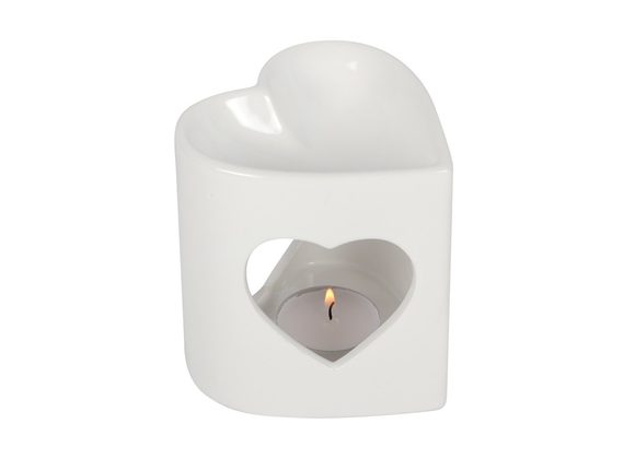 10cm White Heart Cut Out Oil Burner 