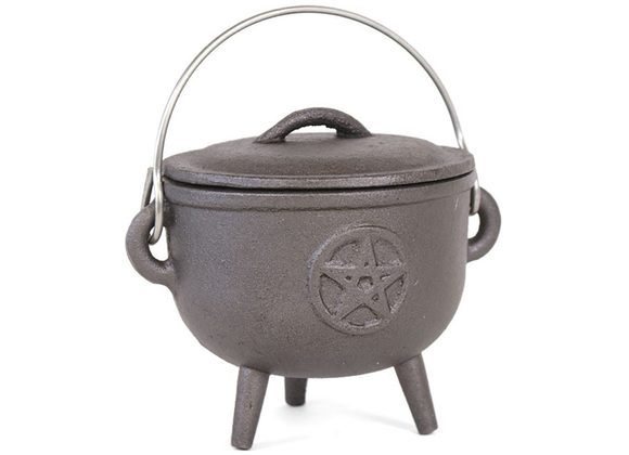 11cm Cast Iron Cauldron With Pentagram STOCK DUE SOON