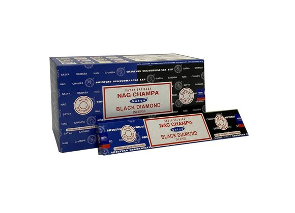 12 Pack of Combo Satya Incense - Nag Champa Black Diamond 