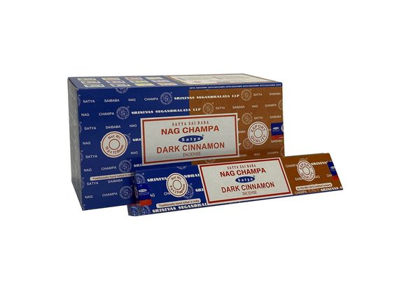 12 Pack of Combo Satya Incense - Nag Champa Dark Cinnamon