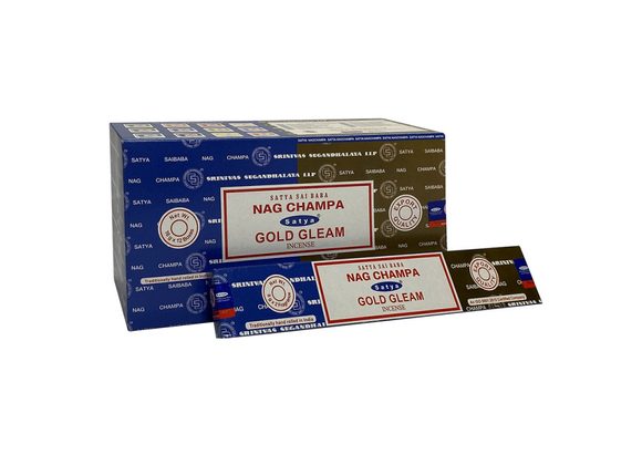 12 Pack of Combo Satya Incense - Nag Champa Gold Gleam 