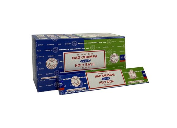 12 Pack of Combo Satya Incense - Nag Champa Holy Basil 