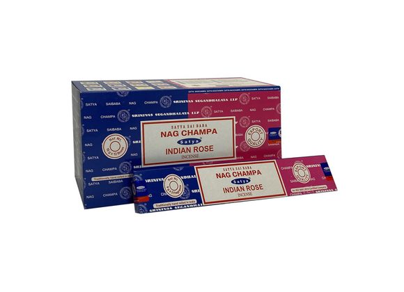 12 Pack of Combo Satya Incense - Nag Champa Indian Rose