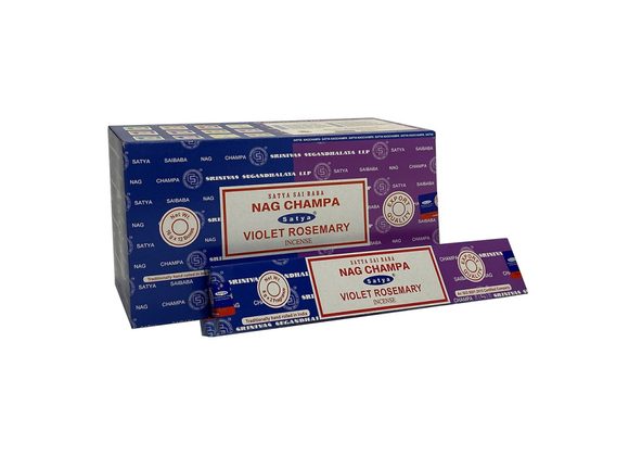 12 Pack of Combo Satya Incense - Nag Champa Violet Rosemary