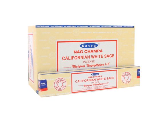 12 Packs of Californian White Sage Incense Sticks by Satya RRP £17.99