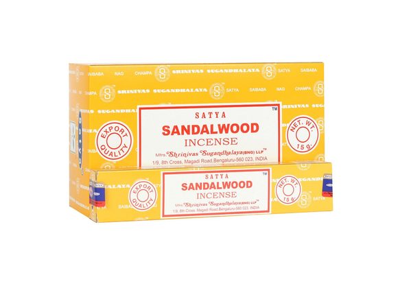 12 Packs of Sandalwood Incense Sticks by Satya