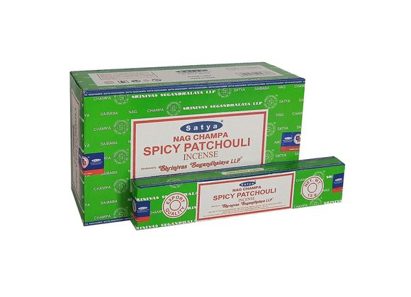 12 Packs of Spicy Patchouli Incense Sticks by Satya
