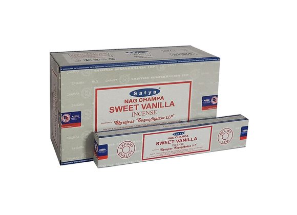 12 Packs of Sweet Vanilla Incense Sticks by Satya