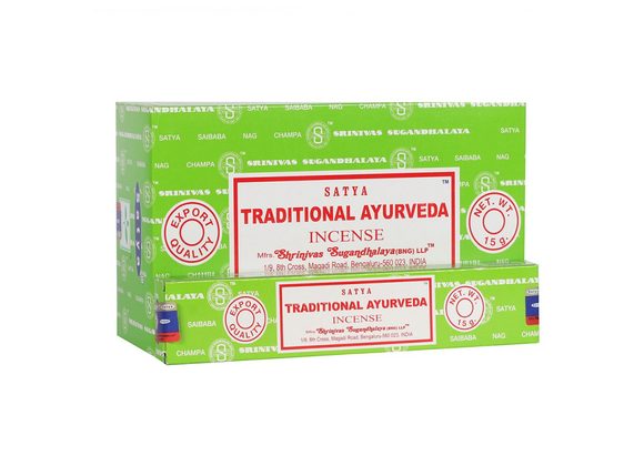 12 Packs of Traditional Ayurveda Incense Sticks by Satya