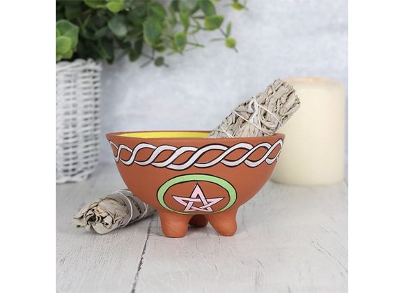 13cm Terracotta Pentacle Smudge Bowl 