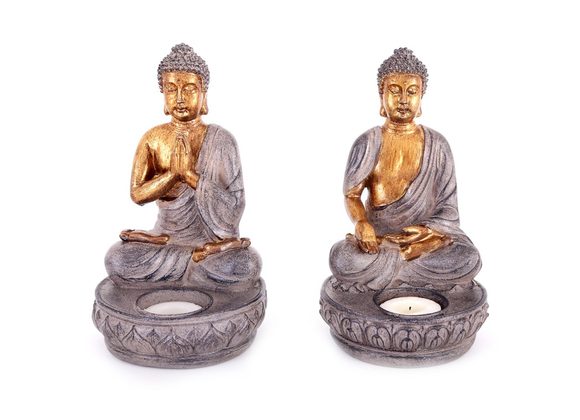 18cm Gold Finish Buddha Candle Holder STOCK DUE SOON