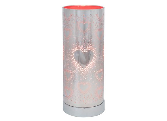 26cm Red and Silver Heart Aroma Touch Lamp STOCK DUE SOON