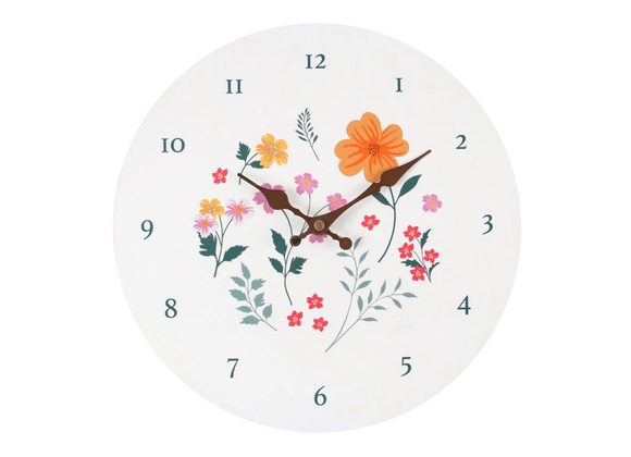 28cm Botanical Floral Wall Clock STOCK DUE 20/11/21