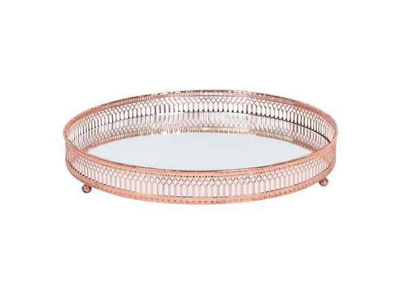 28cm Rose Gold Mirror Candle Plate STOCK DUE SOON