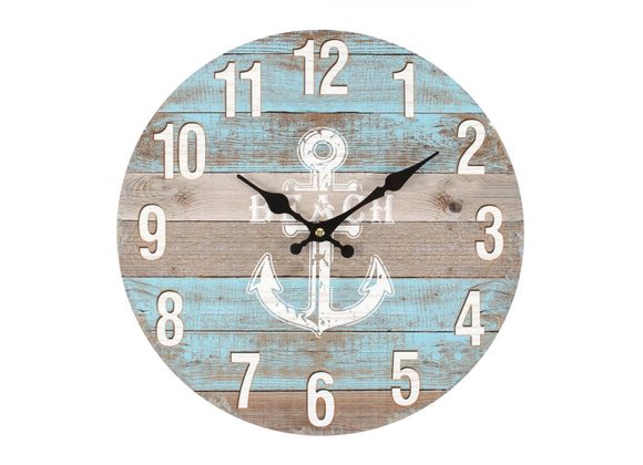 34cm Rustic Anchor Clock STOCK DUE 20/11/21