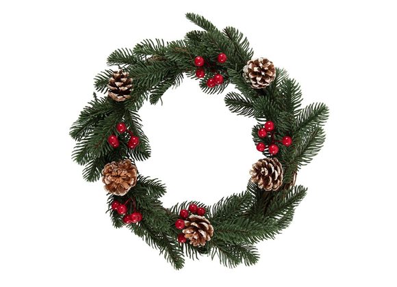 35cm Faux Pine and Berry Wreath STOCK DUE SOON