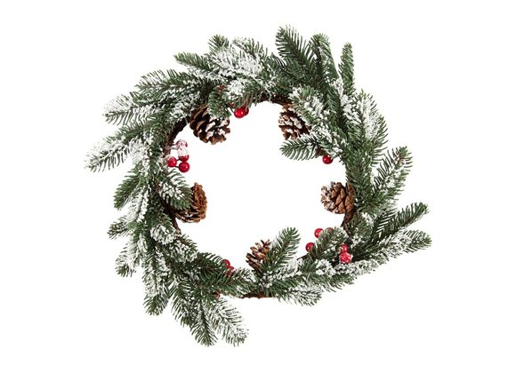 35cm Snowy Pine and Berry Wreath STOCK DUE SOON