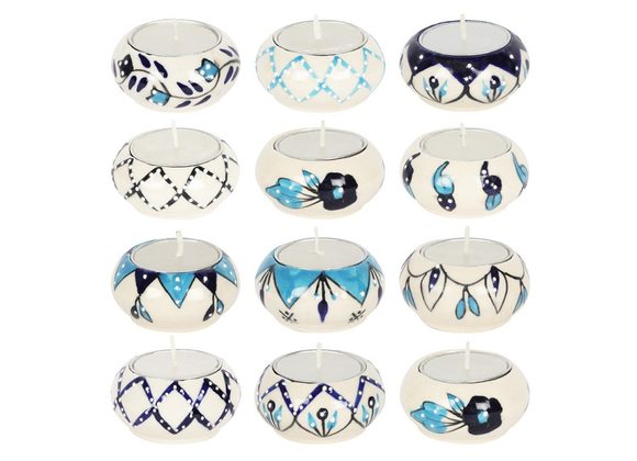 5.5cm Blue and White Tealight Holder 