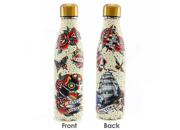 500ml Tattoo Metal Water Bottle RRP £19.99 STOCK DUE 22/11/21