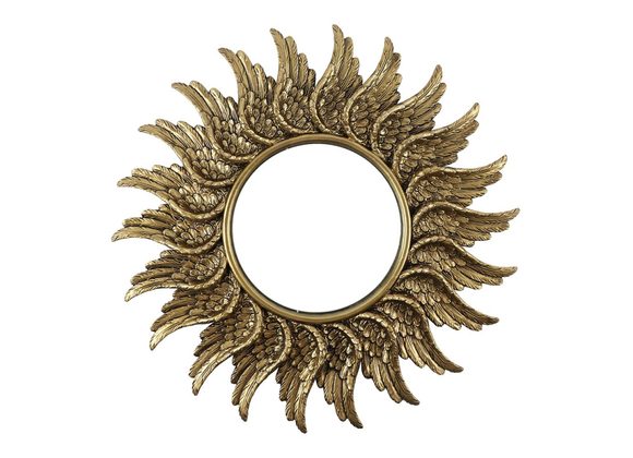 58cm Round Antique Gold Angel Wing Mirror RRP £89.99