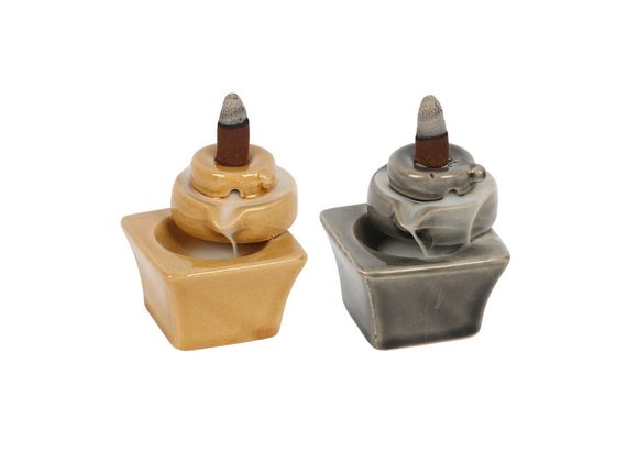 7cm Grey or Tan Fountain Backflow Incense Burner