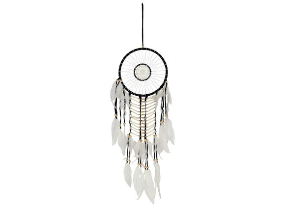 Black and White Dreamcatcher with Natural Beads