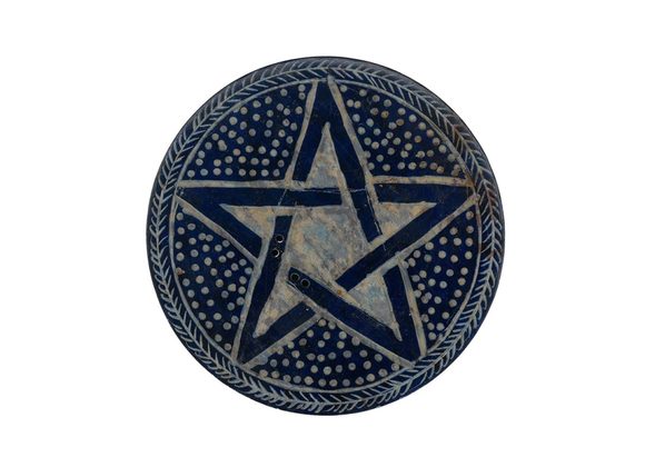 Black Carved Pentagram Incense Plate STOCK DUE 10/11/21